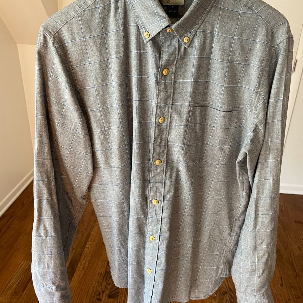 JCREW Mens Medium Slim Fit Full Sleeve Shirt in Gray with Check Pattern